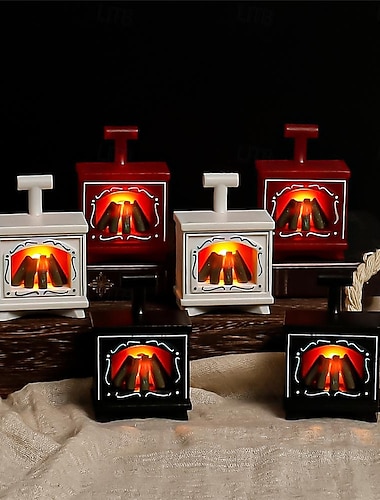  Mini maquete led brillante para decoración de chimenea, velas electrónicas, decoración creativa para el hogar, pequeña chimenea, decoración para fiestas navideñas, 1 ud.