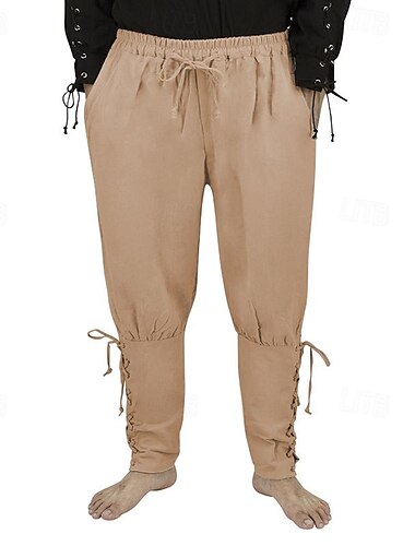  Retro / vintage Middelalderkostumer Renæssance Piratbukser Ren Faire Keltisk ridder Ranger Helfarve Herre Pirat Fantasi Halloween Karneval Maskerade Ydeevne LARP Ren Faire Voksne Bukser