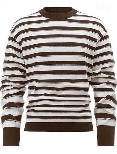  Hombre Suéter de punto Estriado Tejer Regular De Punto Rayas Cuello Barco Moda Básico Ropa Cotidiana Cita Ropa Otoño invierno Negro Verde M L XL