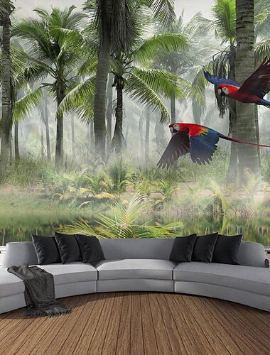 tropisch woud regenwoud hangend wandtapijt magisch natuur muurkunst groot wandtapijt muurschildering decor foto achtergrond deken gordijn thuis slaapkamer woonkamer decoratie