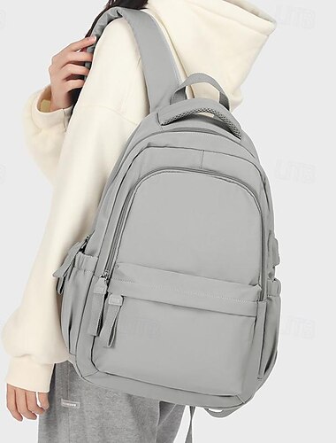  sac à dos en nylon imperméable avec port de chargement USB pour l'école et les voyages - élégant et durable, parfait pour les étudiants, la rentrée scolaire