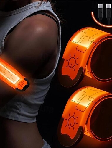  Carnival Brazalete LED de 2 piezas recargable para correr y caminar por la noche, luces para corredores, equipo para correr reflectante de alta visibilidad, bandas de iluminación ajustables