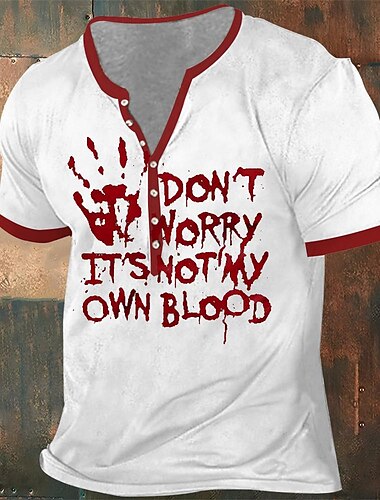  Per uomo maglietta Macchie di sangue Collare Henley Abbigliamento Stampa 3D Feste Giornaliero Manica corta Vintage Esagerato