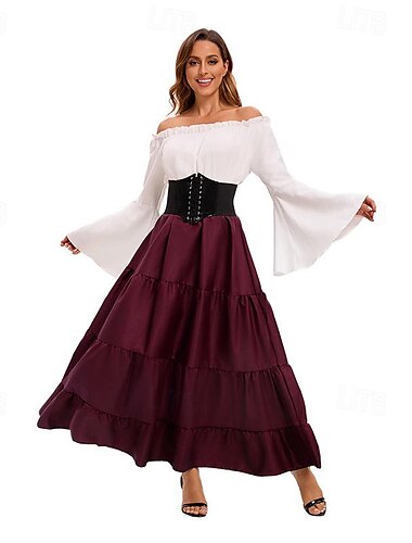  Vintage-kokoelma Juhla-asu Naamiaisasu Yhtenäinen väri Pyöreä kaula-aukko Naisten Kelttiläinen Merirosvo Fantasia Halloween Rento / arki Juhla / cocktail Aikuisten Leninki Legginsit Kaikki vuodenajat