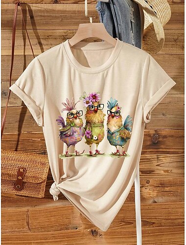  Damen T-Shirt 100% Baumwolle Casual Kurzarm Weiß Sommer