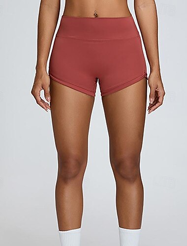  Damen Jogginghosen Fitnessshorts Yogahose Basic Leicht Hohe Taille Yoga Fitness Fitnesstraining Shorts Schwarz Weiß Dunkelrot Herbst Sport Sportkleidung Mikroelastisch Schmaler Schnitt