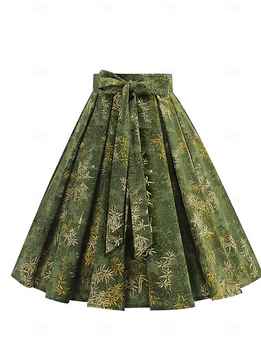  Élégant Classique Rétro Vintage Jupe Une Ligne Jupe Jupe trapèze Fleuri Femmes Carnaval Saint-Valentin Mascarade Vacances Tenue Quotidienne Enterrement de Vie de Jeune Fille Adulte Jupe