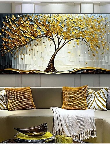  handgemaltes großes Original Blütenbaum Ölgemälde auf Leinwand individuelle Wandkunst abstrakte Textur blaue Blume Kunst Wanddekoration Wohnzimmer Wanddekoration ungerahmt