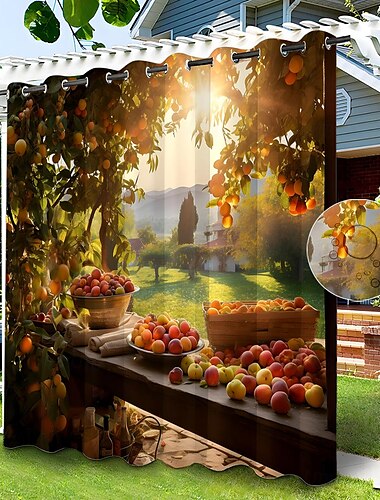  vandtæt udendørs gardin privatliv, glidende terrassegardingardiner, pergolagardiner grommet 3d drue under solskin til lysthus, balkon, veranda, fest, 1 panel
