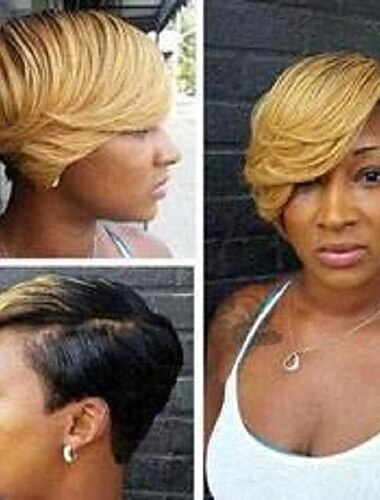  Peruca Curta Pixie Cabelos Curtos Perucas Sintéticas para Mulheres Moda Popular Perucas Resistentes ao Calor Halloween Fantasia Festa