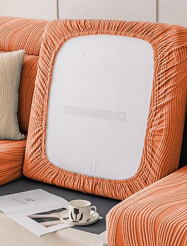  wasserabweisender Sofa-Sitzkissenbezug mit Jacquard-Streifen, Schonbezug, elastisch, Couch-Sessel, Loveseat, 4- oder 3-Sitzer, grau, uni, einfarbig, weich, strapazierfähig, waschbar