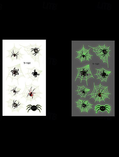  10 pezzi di adesivi per tatuaggi luminosi di ragnatela di halloween adesivi per il viso di festival luminosi di cartoni animati