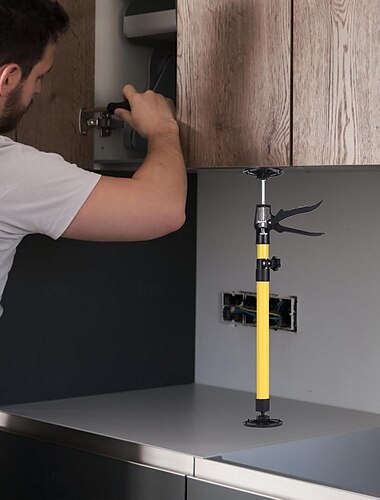  poste de soporte para gato de gabinete, poste de soporte ajustable rápido, varilla telescópica de acero para paneles de yeso, gabinetes, molduras de techo y más: se expande de 45,3 a 114,7 pulgadas