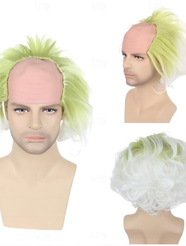  Cosplay Parykker Grøn Krøllet Syntetisk hår Kort Parykker Herre Parykker Til fest