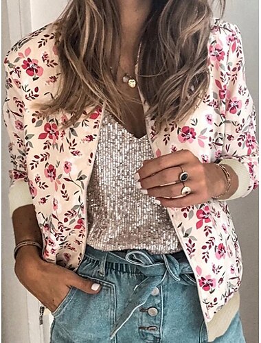  Damen Freizeitjacke Outdoor Strasse Täglich Herbst Winter Standard Mantel Regular Fit Windundurchlässig warm halten Atmungsaktiv Stilvoll Brautkleider schlicht Streetstyle Jacken Langarm 3D-Druck