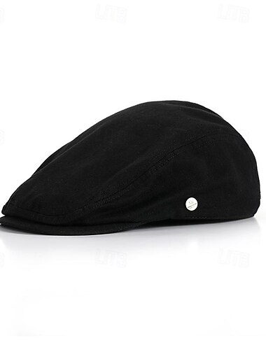  Men's Flat Cap Ascot Hat Newsboy Hat Black khaki Cotton Fashion Casual Street Daily Plain Adjustable Sunscreen Breathable