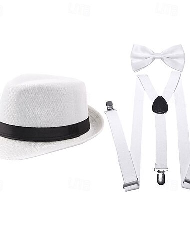  Retro Vintage Goldene Zwanziger 1920er Panamahut Zubehörset Der große Gatsby Herren Maskerade Veranstaltung / Fest Junggesellinnenabschiedsparty Erwachsene Hut Hosenträger