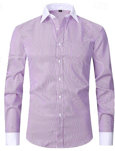  Homme Chemise habillée Chemise à poignets mousquetaires Chemise à Col Rayé Mariage Travail Bordeaux Bleu Ciel Noir Bleu manche longue Col Rabattu Printemps, Automne, Hiver, Été Vêtement Tenue Boutonné