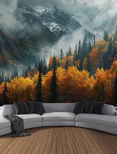  toamnă pădure sat agățat tapiserie artă de perete tapiserie mare decor mural fotografie fundal pătură perdea acasă dormitor living decor