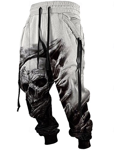  Homens Caveiras Trajes da Noite das Bruxas Calças Esportivas Corredor Calças Cintura Média Cintura elástica com cordão Casual Escuro Ao ar livre Rua Dia a Dia Bolsos Primavera Outono Inverno