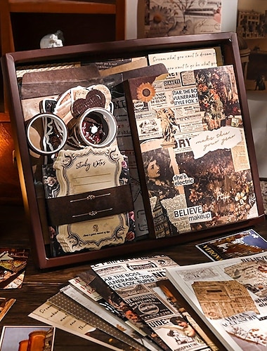  Vintage Scrapbook Kit with Journaling Supplies and Stationery Create with Aesthetic Journal and Scrapbooking 346pcs