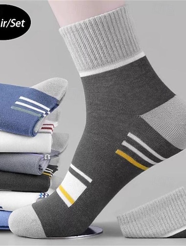  Hombre 5 pares Paquetes múltiples Calcetín Calcetines para correr Calcetines informales Arco Iris Color Bloque de color A Rayas Deporte Diario Vacaciones Básico Medio Primavera Otoño Moda Casual