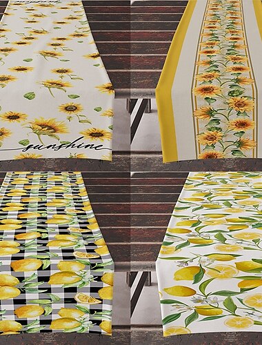  Camino de mesa de girasoles - Diseño de girasoles vibrante y alegre - Tela duradera y de alta calidad - Perfecto para alegrar su mesa de comedor - Ideal para el uso diario y ocasiones especiales