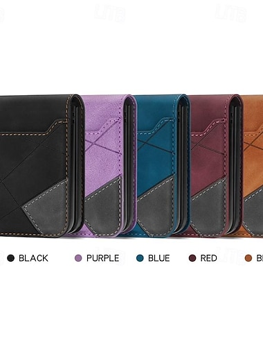  telefone Capinha Para Samsung Galaxy Z Flip 7 Z Virar 6 Z Flip 5 Z Flip 4 Z Flip 3 Capa articulada Slot para cartão Antichoque Retro Estampa Geométrica PC Couro PU