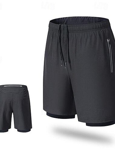  Herren kurze Sporthose Laufshorts kurze hosen Trainingsshorts Sweatshirts Tasche Kordelzug 2 in 1 Elastischer Bund Kurze Hose Outdoor Sport & Natur Sportlich Schnelltrocknend Weich Marathon Laufen