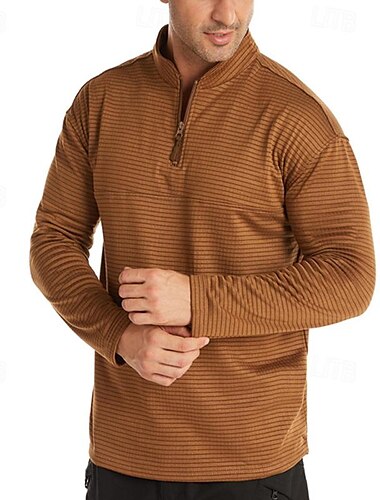  Per uomo Livello base Chiusura lampo quarto Manica lunga Maglietta / Maglia Informale Athleisure Autunno Di pile Tenere al caldo Allenamento in palestra Corsa Marcia abbigliamento sportivo