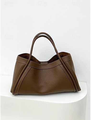  elegante Damenhandtasche aus braunem Leder mit zwei Griffen für den täglichen Gebrauch