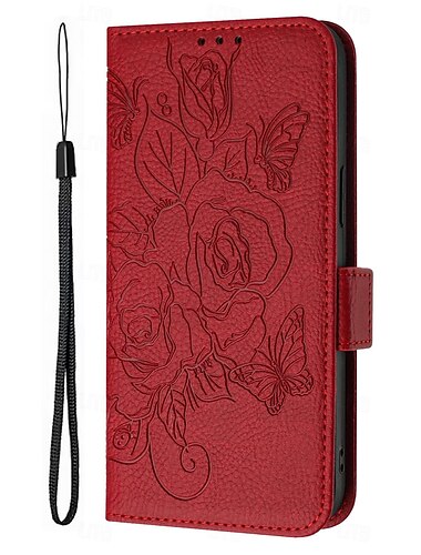  telefon Maska Pentru iPhone 16 iPhone 15 Pro Max Plus iPhone 14 13 12 11 Pro Max Plus Mini SE Capac Spate rezista Magnetic cu curea de mână Retro Floare Floral TPU PU piele
