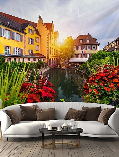  Venedig Gondel Wandteppich Wand Kunst große Wandteppich Wandbild Dekor Fotografie Hintergrund Decke Vorhang Haus Schlafzimmer Wohnzimmer Dekoration Wandtuch XXL Natur
