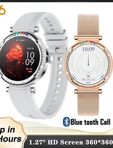  696 CF33 Reloj inteligente 1.27 pulgada Pulsera inteligente Bluetooth Podómetro Recordatorio de Llamadas Seguimiento del Sueño Compatible con Android iOS Mujer Llamadas con Manos Libres Recordatorio