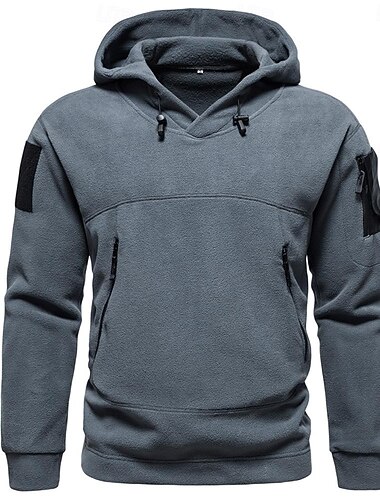  Per uomo Felpa con cappuccio Nero Verde militare Grigio Con cappuccio Liscio Tasche Sportivo Giornaliero Per eventi Streetwear Essenziale Informale Primavera & Autunno Abbigliamento Felpe con