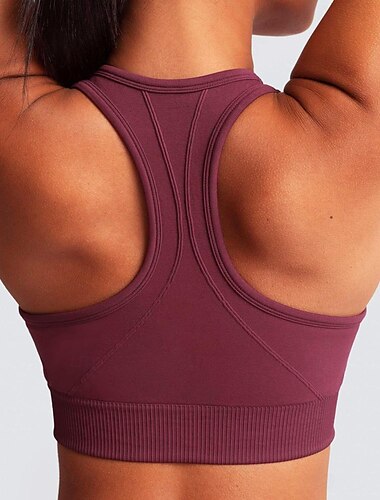  女性用 ライトサポート スポーツブラ ランニングブラ タンクトップバック オープンバック ブラトップ パッド入り フィットネス レジャースポーツ ランニング 高通気性 ライトウェイト ソフト バーガンディー ダークグリーン ダークグレイ ソリッド