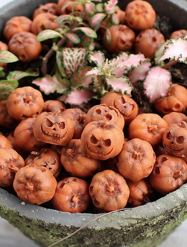  20-teiliges Halloween-Mini-Kürbis-Totenkopf-Set – Party- und Gartendekoration aus Kunstharz – Mikro-Landschaftszubehör