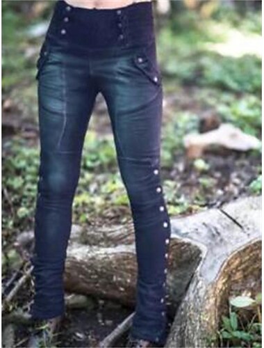  Damen Normal Strumpfhosen Leggins Modisch Knöchellänge Mittlere Taillenlinie Glatt Seitentaschen Komfort Mikro-elastisch Halloween Casual Wochenende Schwarz Blau Khaki Grau Schlank