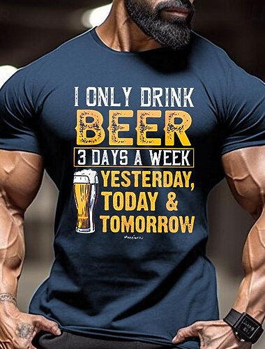  Men's Oktoberfest Beer T shirt Short Sleeve T shirt 3D Print Crew Neck Shirt Vintage Cool Party Holiday Oktoberfest Black Red Blue Summer Spring Clothing Apparel S M L XL XXL XXXL