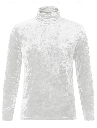  Per uomo Maglietta in velluto Camicia a Maniche Lunghe Finto dolcevita Manica Lunga Dolcevita Estate Tinta unica Quotidiano Hawaiano Bottoni All'aperto Streetwear Casual Nero Bianco Verde Maglietta