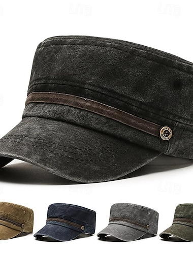  Herr Platt mössa Solhatt Trucker Hat Svart Marinblå Bomull Mode Ledigt Gata Dagligen Ensfärgat Justerbara Solskyddskräm Andningsfunktion