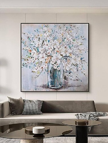  פרח ציור שמן על קנבס בעבודת יד ציור פרחוני אבסטרקטי מצוייר ביד מינימליסטי אמנות קיר ציור מותאם אישית ציור יצירות אמנות מודרניות לסלון חדר שינה עיצוב קיר מתנת