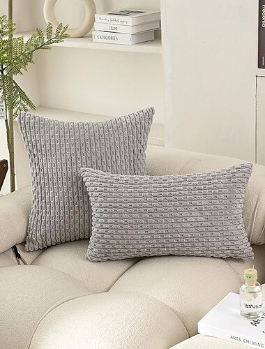  Cord-Kissen mit kurzen Streifen, einfarbig, modern, schlicht, Sofa-Kissenbezug, Wohnzimmer, Schlafzimmer, dekorativer Kissenbezug, Kissenbezug