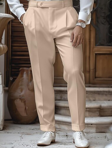  Herren Anzughosen Hose Hosen Hose Freizeithose Anzughose Vordertasche Gerade geschnitten Glatt Komfort Atmungsaktiv In voller Länge Hochzeit Outdoor Party Elegant Modisch Schwarz Weiß