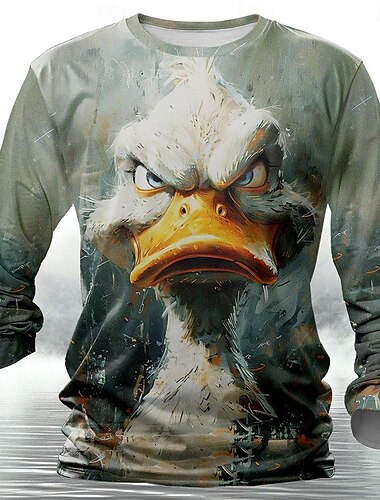  Homme Animal Marrant T shirt Chemise Henley Shirt manche longue T-shirt 3D effet Col Ras du Cou Chemise Design Rétro Vintage Plein Air Casual du quotidien Rouge Violet Vert Eté Printemps Automne