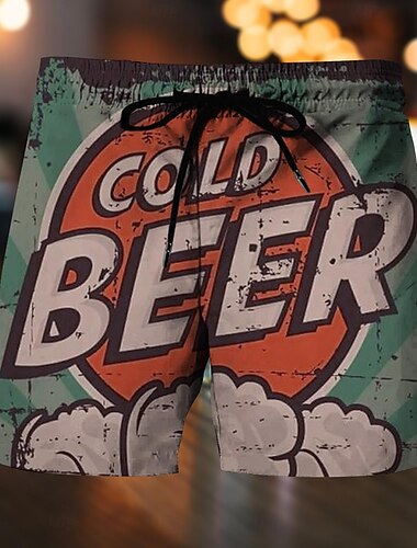  Herren Buchstabe Oktoberfest-Bier Badehosen Badeshorts Boardshorts Mittlere Taille Mode Hawaiianisch Designer Lässig Täglich Ferien Tasche Kordelzug Elastischer Bund Designer Bekleidung
