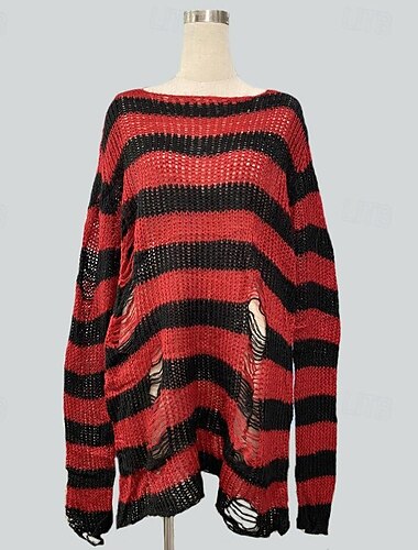  Punk & Gothic Y2K Rippstrick Gestrickte Strickjacken Damen Halloween Karneval Alltagstauglich Teenager Erwachsene Oberteil Herbst Winter
