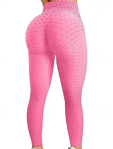  Női Jóga nadrág Jóga leggings Elasztikus derékpánt Magas derék Jóga Edzőterem edzés Pilates Harisnyanadrág Fekete Fehér Rózsaszín Sport Sportruházat Nyúlós Vékony