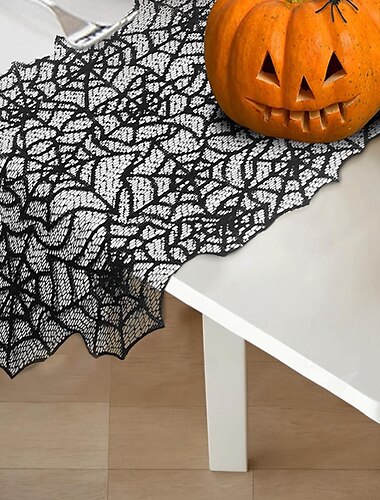  Halloween-Tischdecke mit Spinnennetz – gruseliges und festliches Design – strapazierfähig und pflegeleicht – perfekt für Halloween-Partys und als Heimdekoration – ideal für Esstische und Buffets