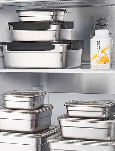  vakuummatbeholder matvaregodkjent sus304 forseglet matoppbevaringsboks bento lunsjboks for frukt, kjøleskapsikker, lufttett måltidsbeholder (rektangel)
